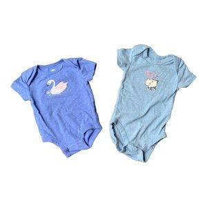 Bundle of 2 Purple Blue Baby Bodysuits 3-6 M